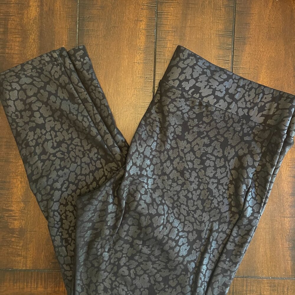 LOFT Animal Print Thick Stretch Leggings, Black, size L/XL